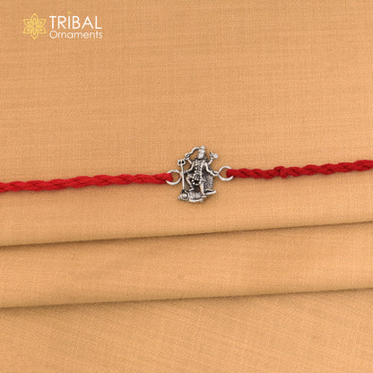 925 Sterling silver Lord kali maa with shiv ji design thread rakhi bracelet rk367