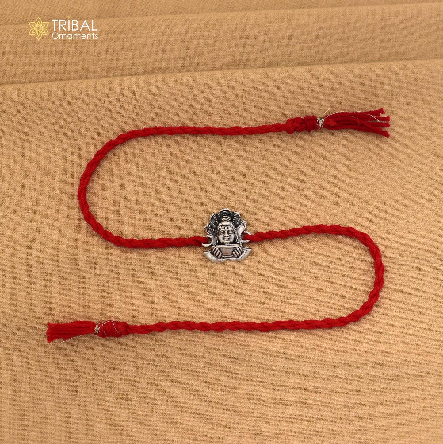 925 Sterling silver Lord shiva design thread rakhi bracelet rk374
