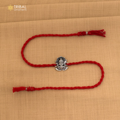 925 Sterling silver Lord shiva design thread rakhi bracelet rk374
