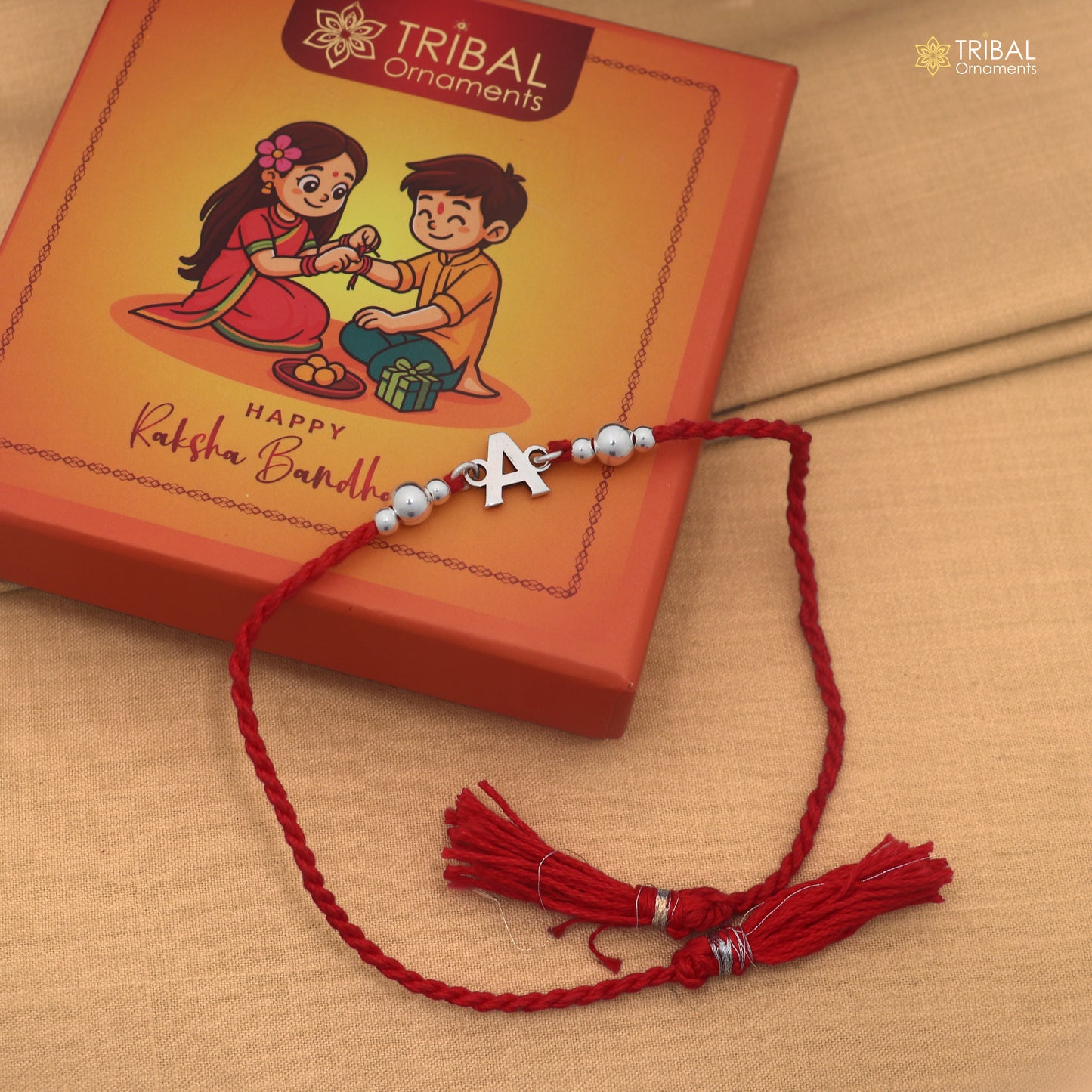 925 sterling silver beads with A letter pendant Rakhi bracelet rK427
