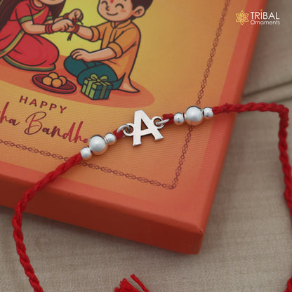 925 sterling silver beads with A letter pendant Rakhi bracelet rK427