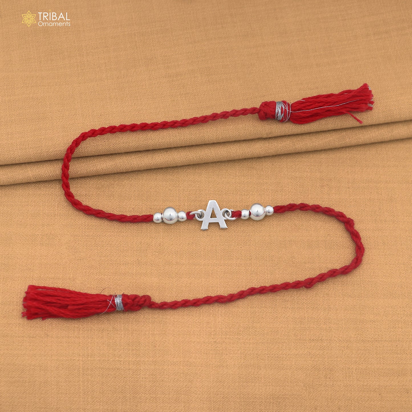 925 sterling silver beads with A letter pendant Rakhi bracelet rK427