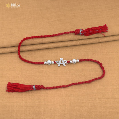 925 sterling silver beads with A letter pendant Rakhi bracelet rK427