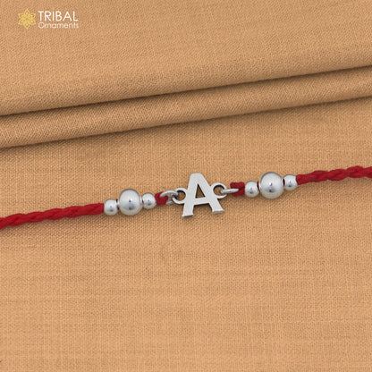 925 sterling silver beads with A letter pendant Rakhi bracelet rK427