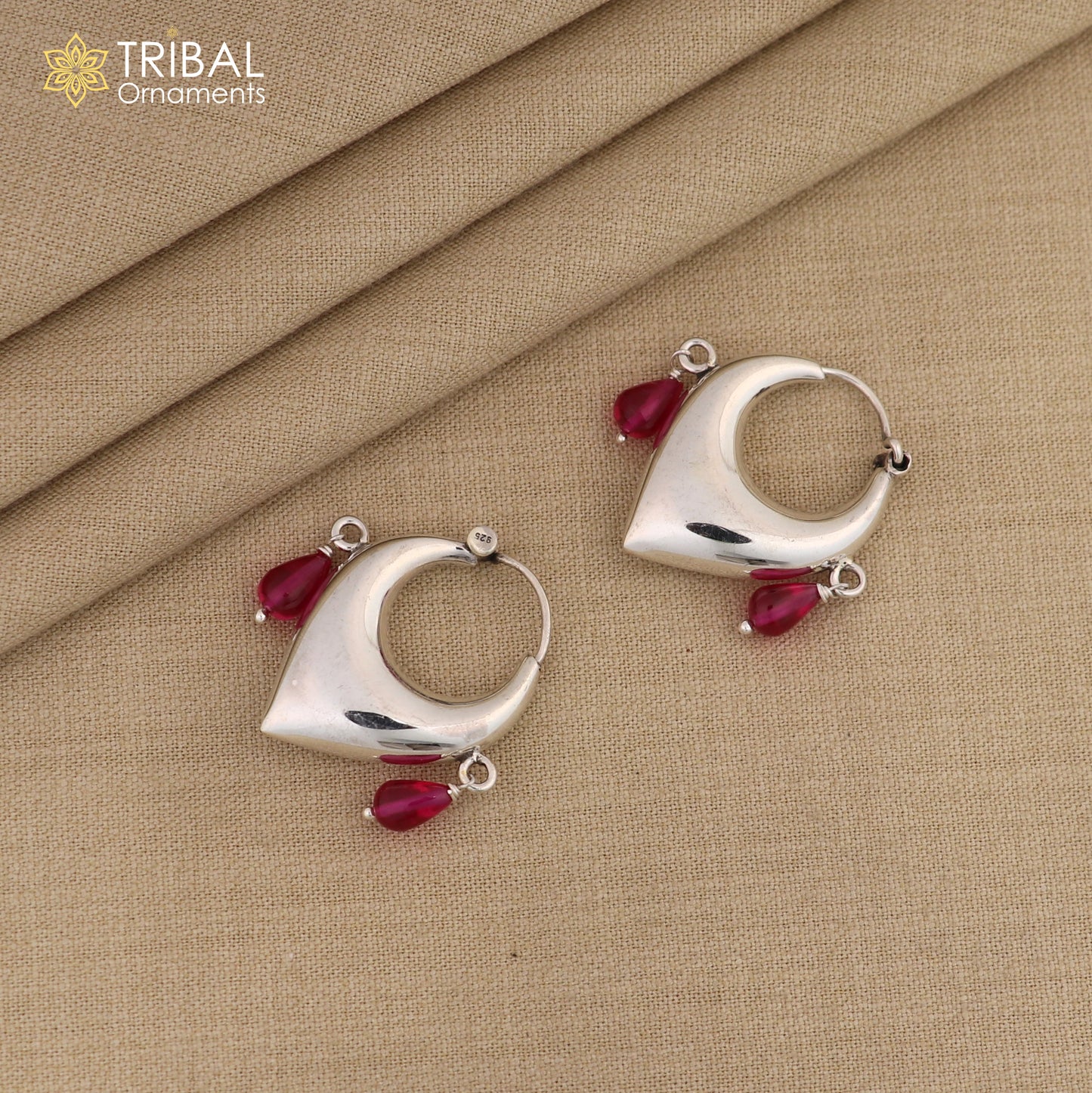 925 sterling silver fabulous vintage plain pink beads design hoops earing,elegant hoops cultural earrings s1336