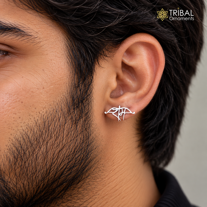 Indian lord shri ram silver fancy men's stud earrings jewelry s-17
