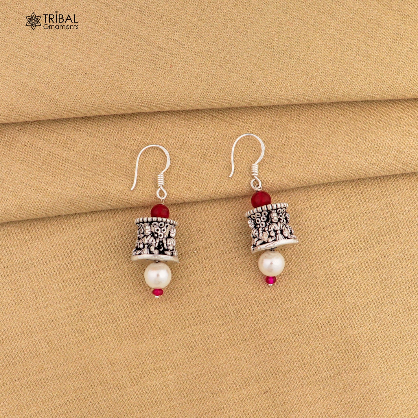 925 sterling silver handmade hook earrings, fabulous hanging pretty bells drop dangle earrings tribal ethnic jewelry from India s1086