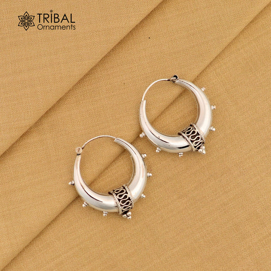 925 sterling silver handmade unique traditional cultural ethnic hoops earring bali for men's or girl's best dancing jewelry s1124