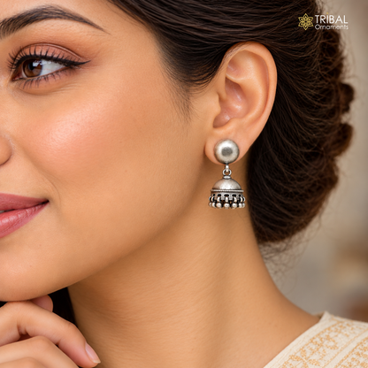 92.5 sterling silver gorgeous Exclusive design jhumki or jhumka tribal earrings s1250