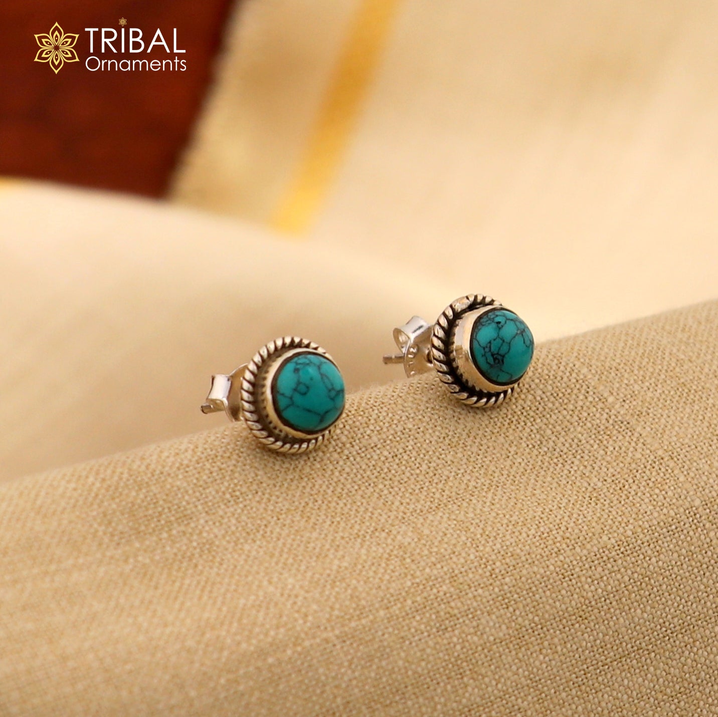 925 sterling silver handmade stud earring with gorgeous single blue turquoise stone stud earring best unisex jewelry s1280
