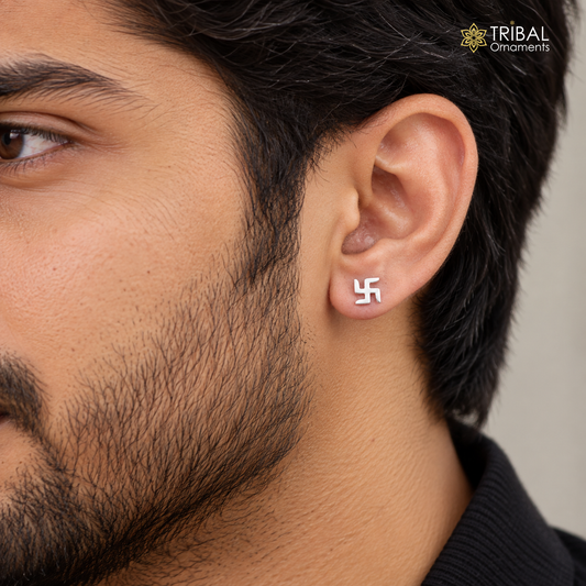 925 sterling silve geometrical design fabulous stud earring unisex jewelry s1306