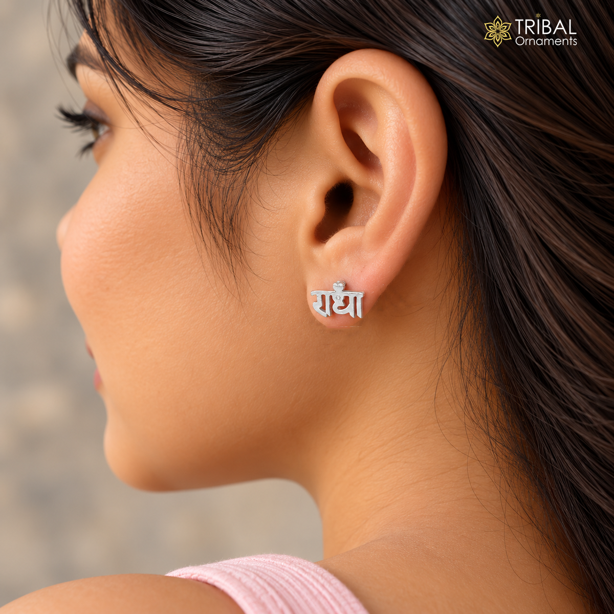 925 Sterling silver goddess " Radha"  stud earring unisex cultural divine jewelry s1309