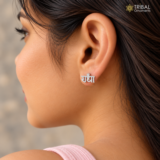 925 Sterling silver goddess " Radha"  stud earring unisex cultural divine jewelry s1309