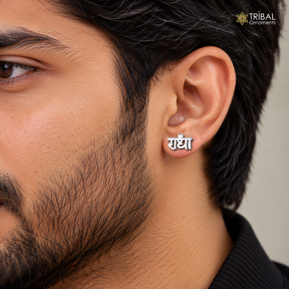 925 Sterling silver goddess " Radha"  stud earring unisex cultural divine jewelry s1309