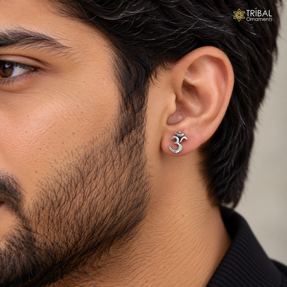925 Sterling silver handmade aum om stud earring jewelry for unisex s26