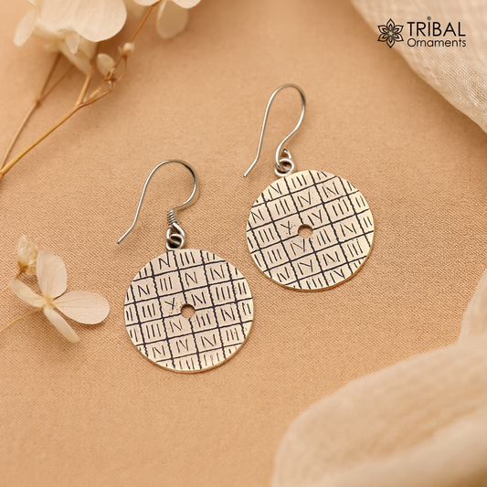 925 sterling silver hoops earring, drop dangle earrings, women's earring jewelry tribal jewelry india s604