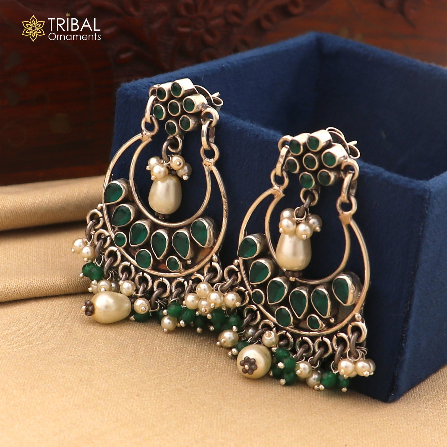 925 sterling silver Green Onyx stone stud earring drop dangling, best design charm earrings hanging tiny pearl tribal jewelry s714