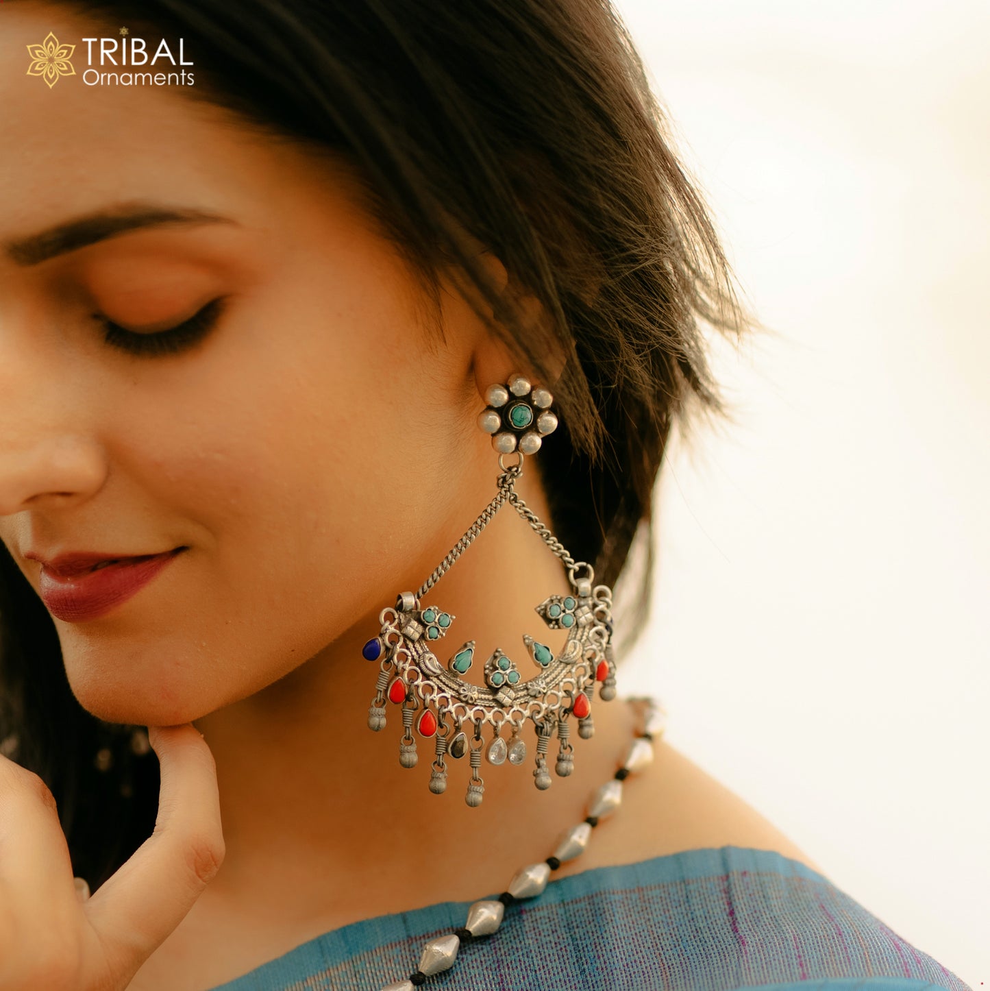 925 sterling silver handmade turquoise and coral stone fabulous long charm earring stud, drop dangle chandbala chandelier style jewelry s724