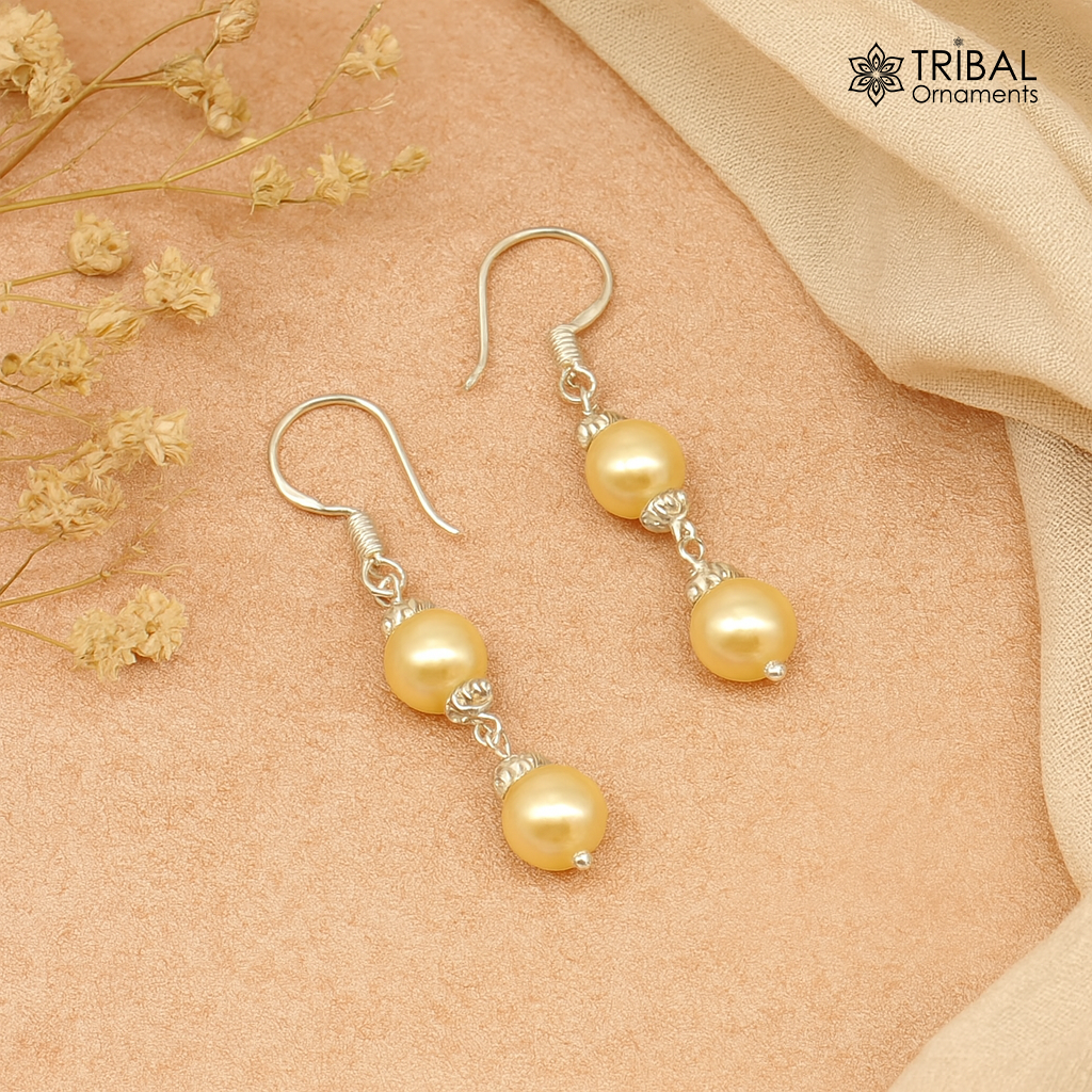 925 sterling silver handmade hoops pearl earring, stunning drop dangling earring amazing bridesmaid customized hook earring s918