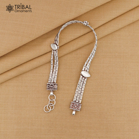 Vintage designer 925 sterling silver 3 line chain 8.5 inches customized bracelet sbr698
