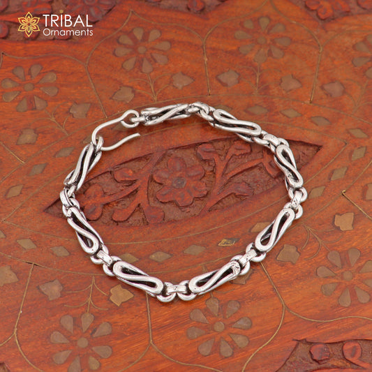 8" inches 925 sterling silver stylish oxidized chain bracelet customized design gorgeous personalized  jewelry sbr736