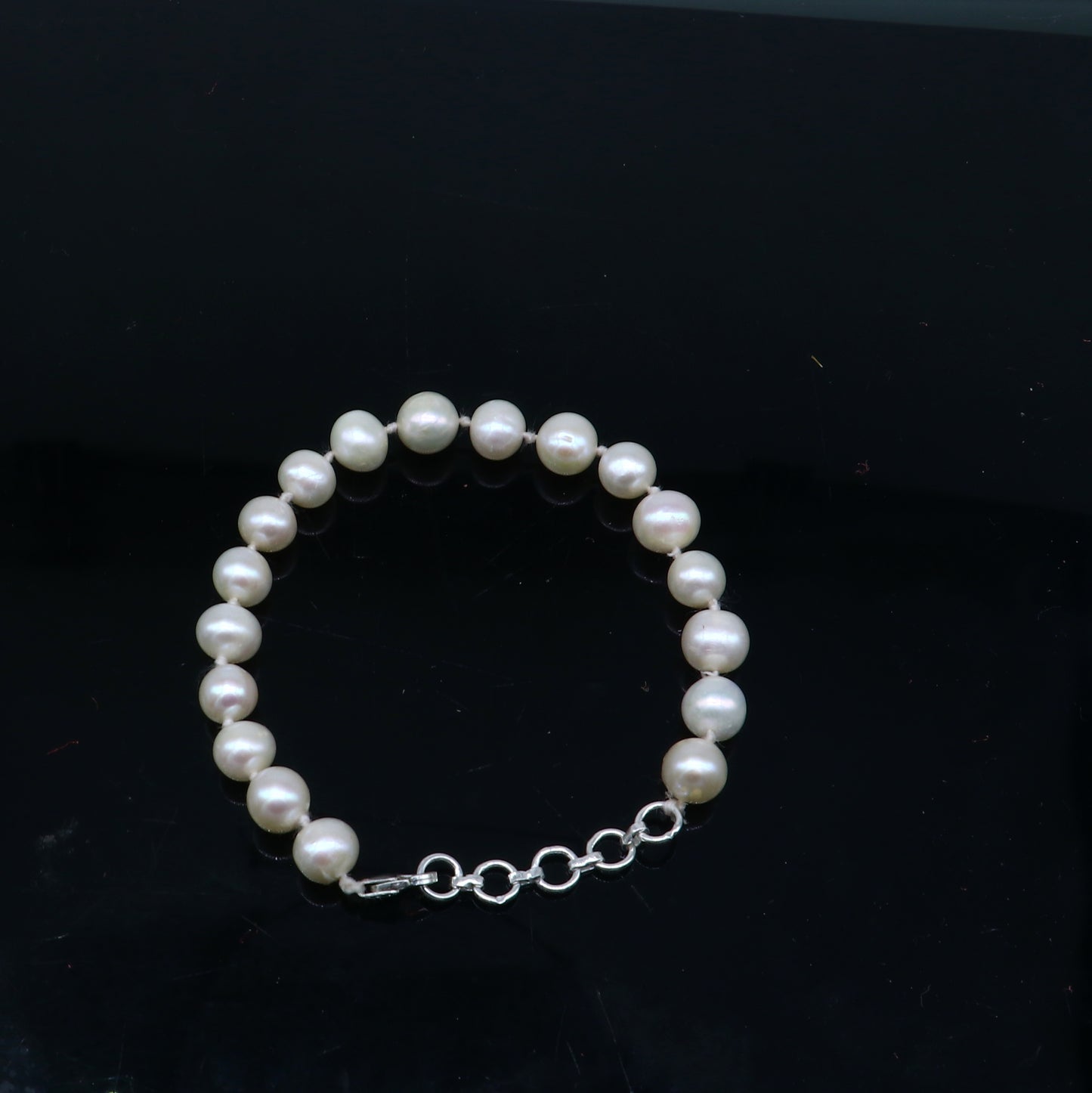 925 sterling silver pearl beaded customized bracelet, best gifting stylish beaded bracelet, unisex personalized belly dance jewelry sbr758