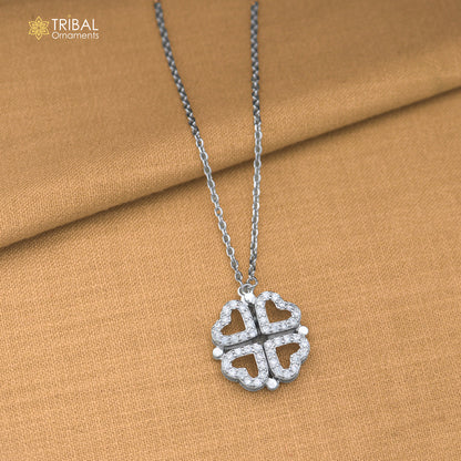 925 sterling silver zircon stone heart shape stylish necklace ms161