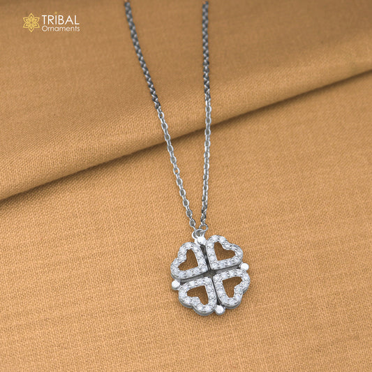 925 sterling silver zircon stone heart shape stylish necklace ms161