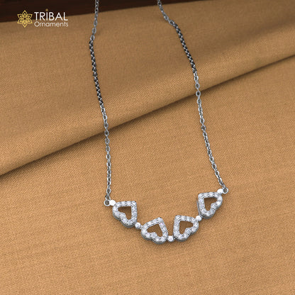 925 sterling silver zircon stone heart shape stylish necklace ms161