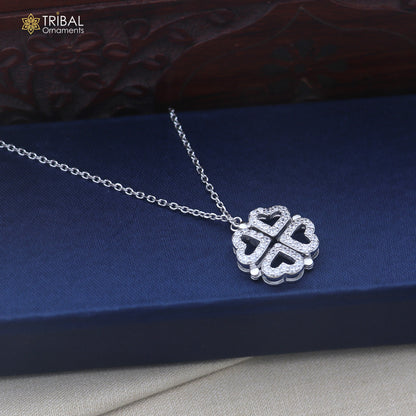 925 sterling silver zircon stone heart shape stylish necklace ms161