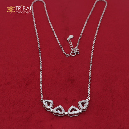925 sterling silver zircon stone heart shape stylish necklace ms161