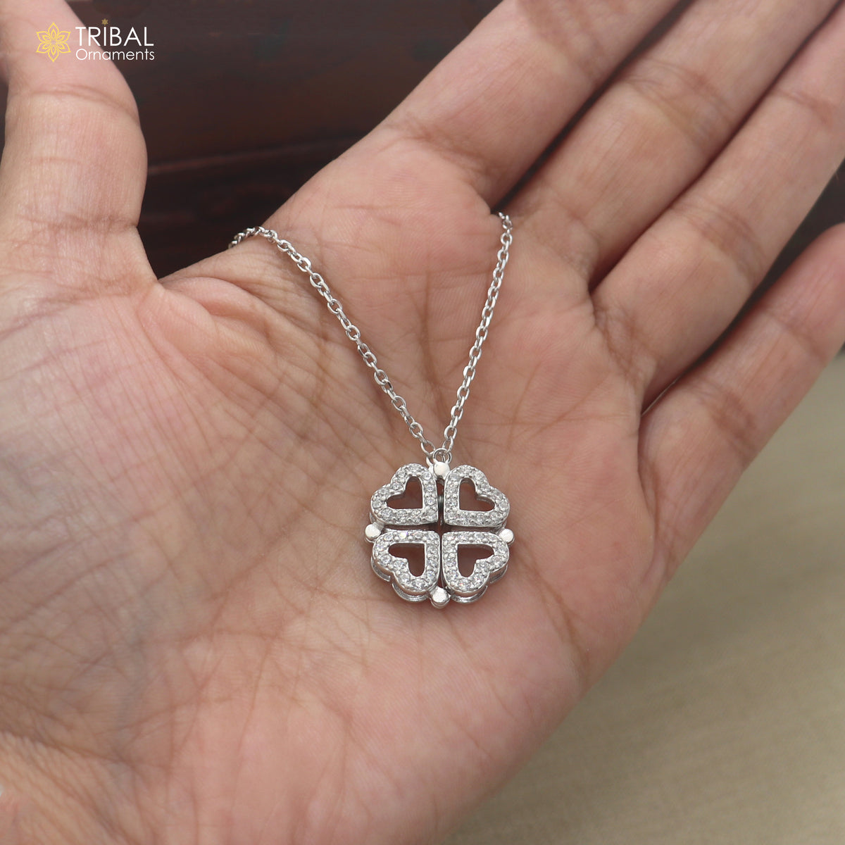 925 sterling silver zircon stone heart shape stylish necklace ms161