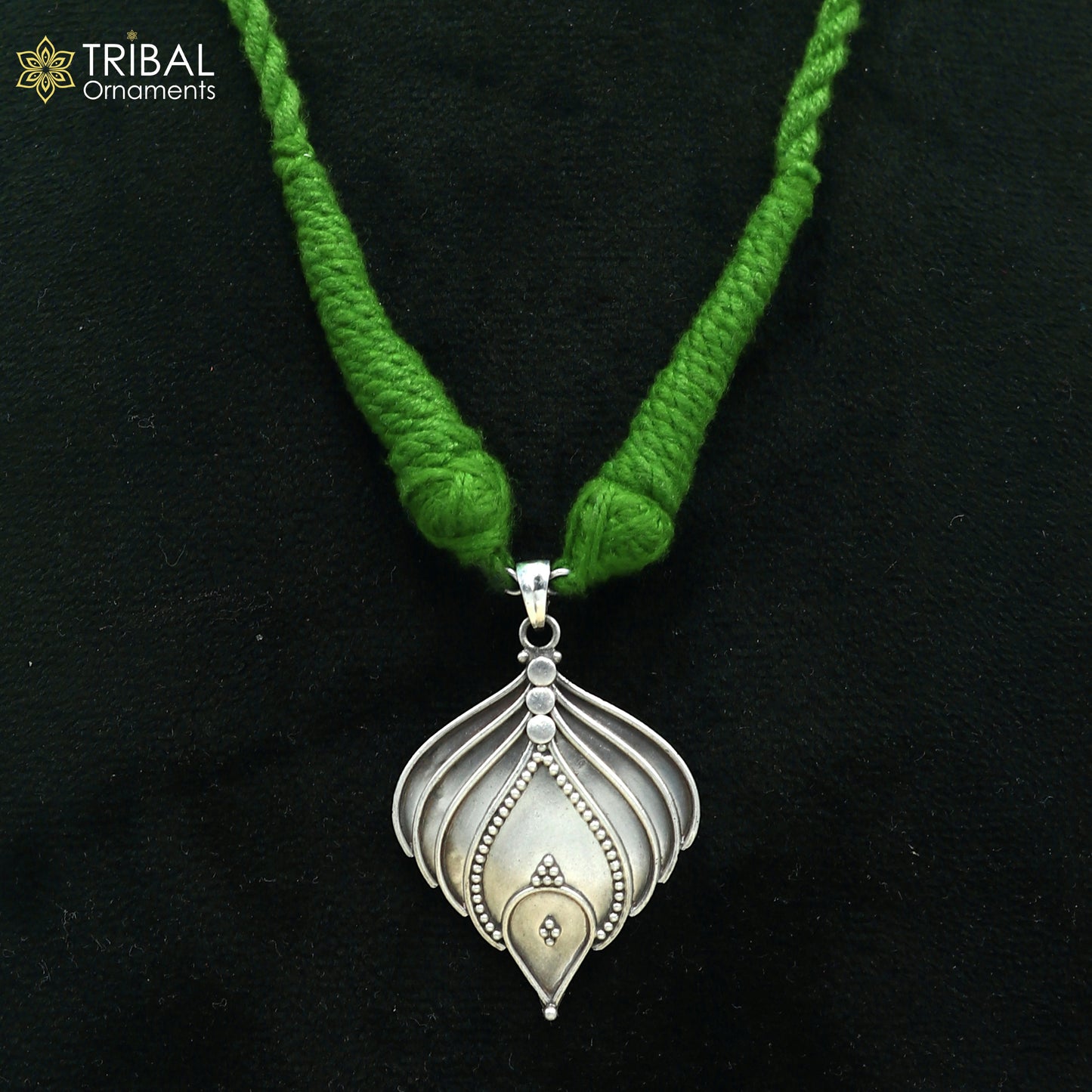 925 sterling silver handcrafted leaf design ethnic charm necklace tribal  jewelry set725