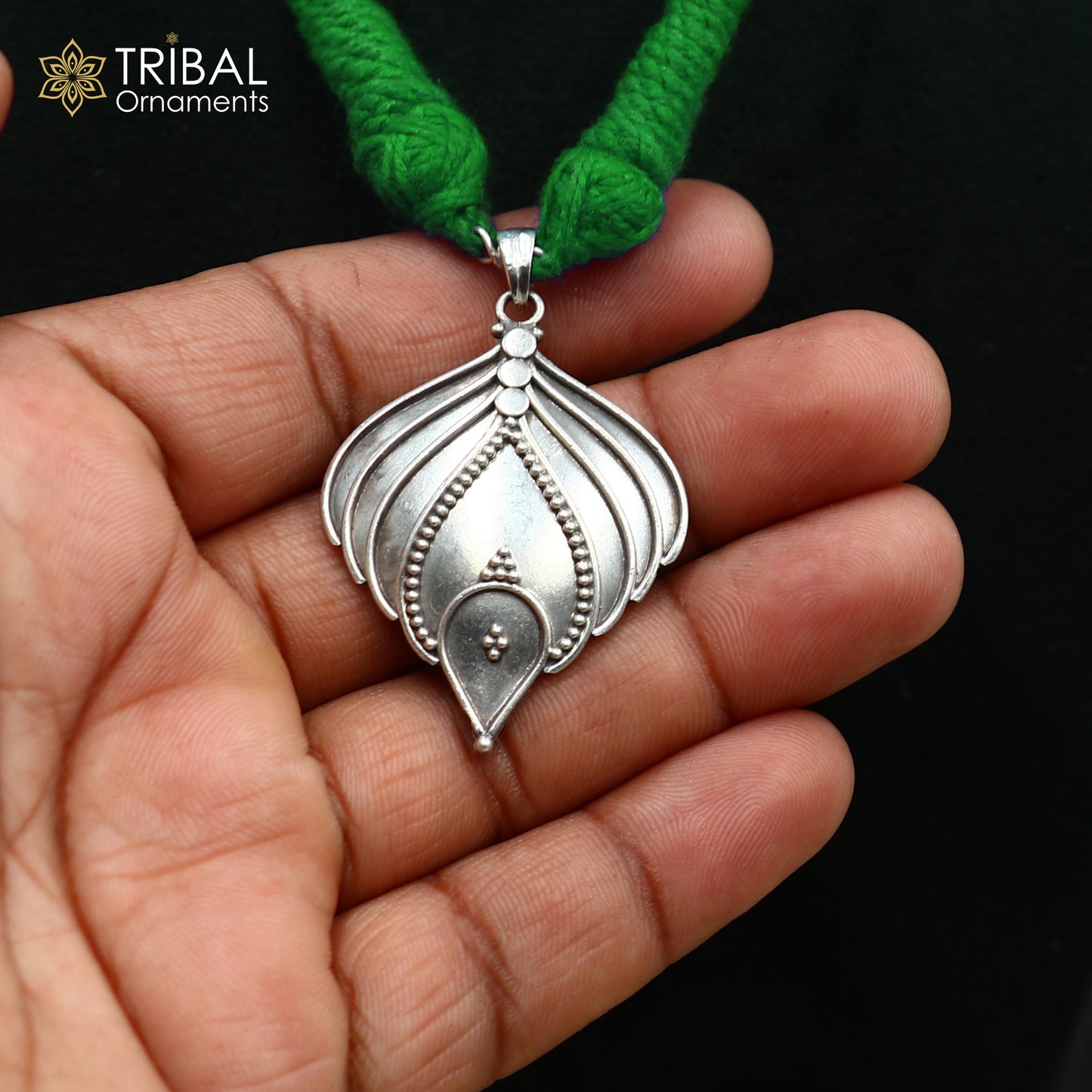 925 sterling silver handcrafted leaf design ethnic charm necklace tribal  jewelry set725