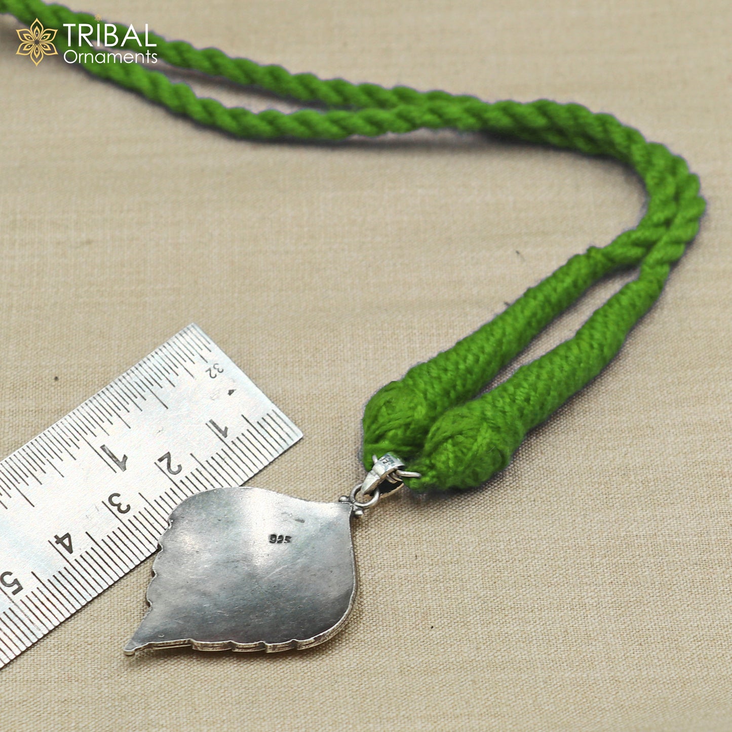 925 sterling silver handcrafted leaf design ethnic charm necklace tribal  jewelry set725