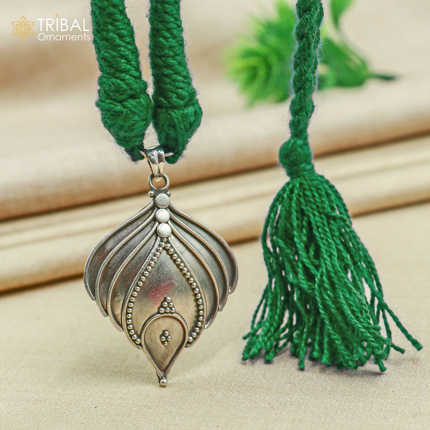 925 sterling silver handcrafted leaf design ethnic charm necklace tribal  jewelry set725
