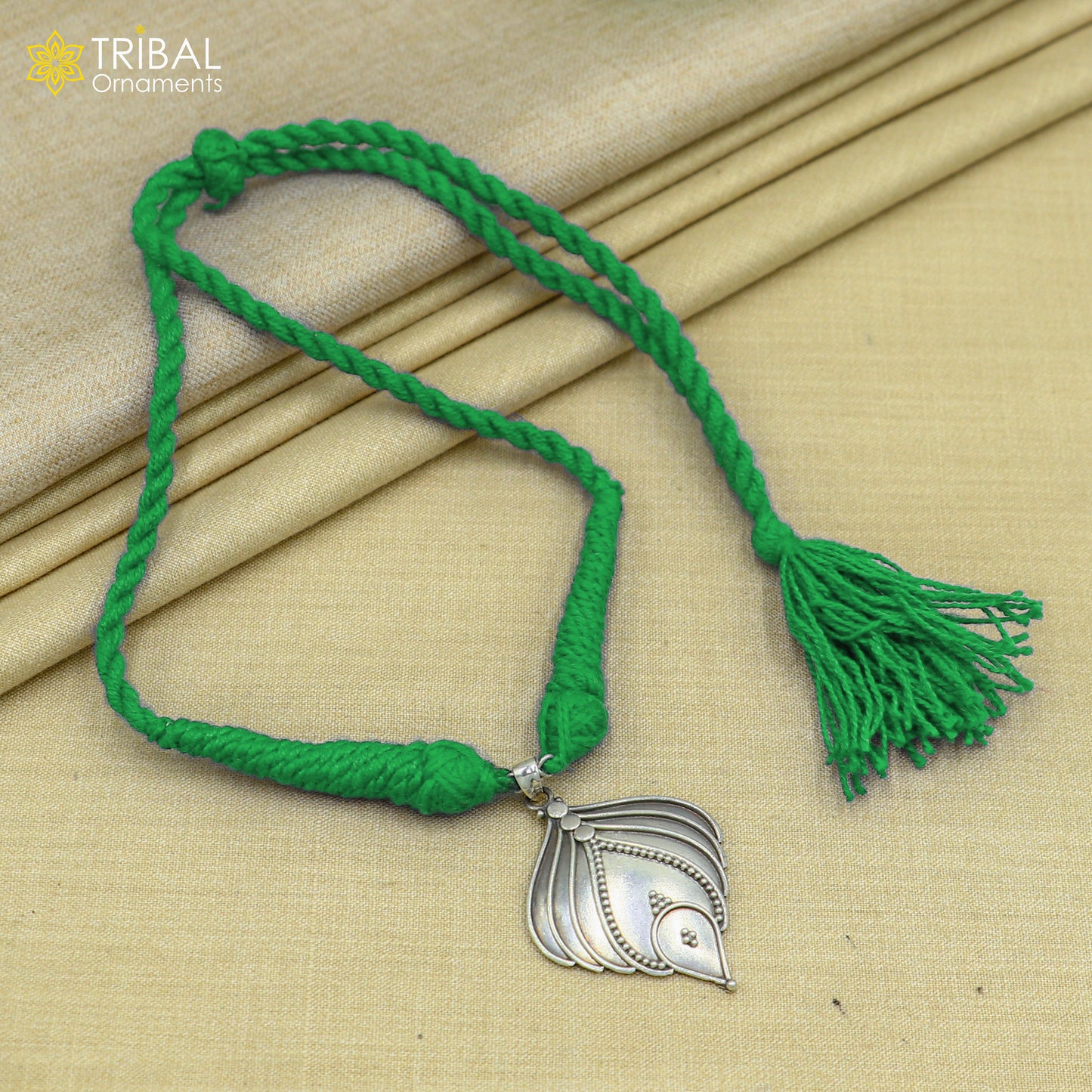 925 sterling silver handcrafted leaf design ethnic charm necklace tribal  jewelry set725