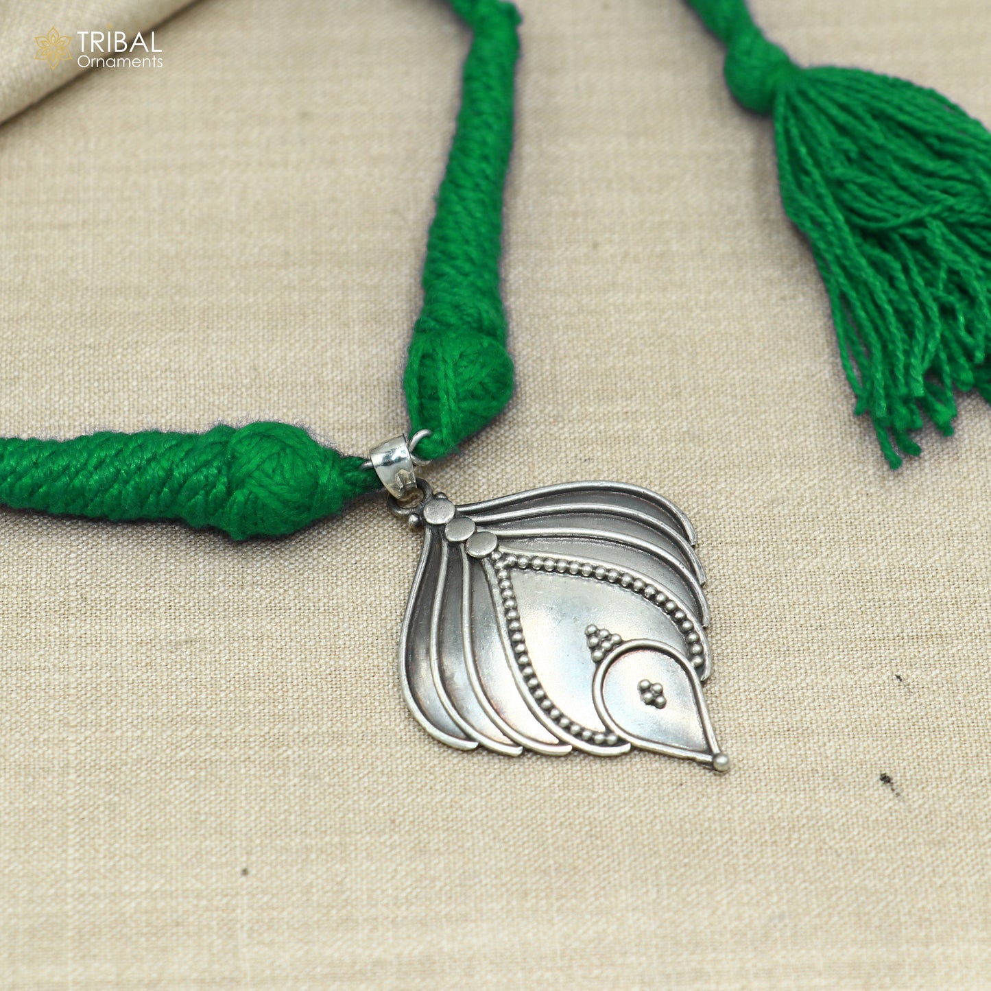 925 sterling silver handcrafted leaf design ethnic charm necklace tribal  jewelry set725