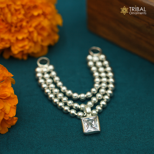 925 sterling silver 3 line beaded chain necklace for Lord Krishna Laddu Gopala jewelry set749