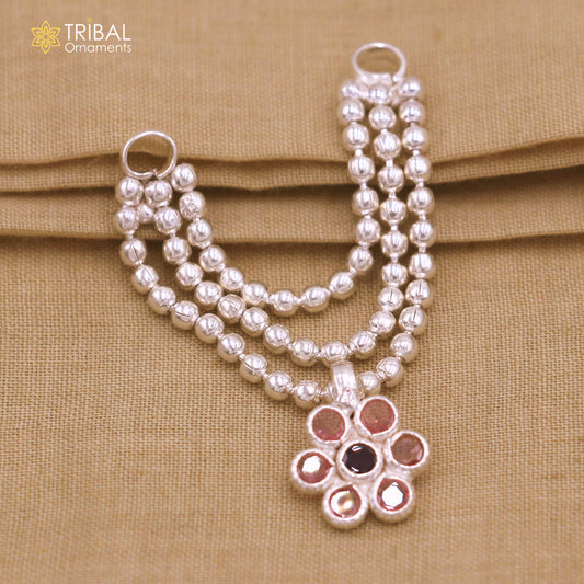 925 sterling silver 3 line beaded chain necklace for Lord Krishna Laddu Gopala jewelry set755