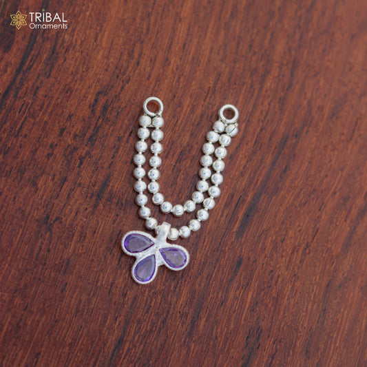 925 sterling silver 3-line beaded chain necklace featuring Lord Krishna Laddu Gopala jewelry set by TRIBAL ORNAMENTS.