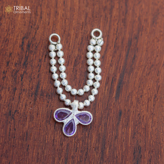 925 sterling silver 3-line beaded chain necklace for Lord Krishna Laddu Gopala jewelry set, crafted by TRIBAL ORNAMENTS.