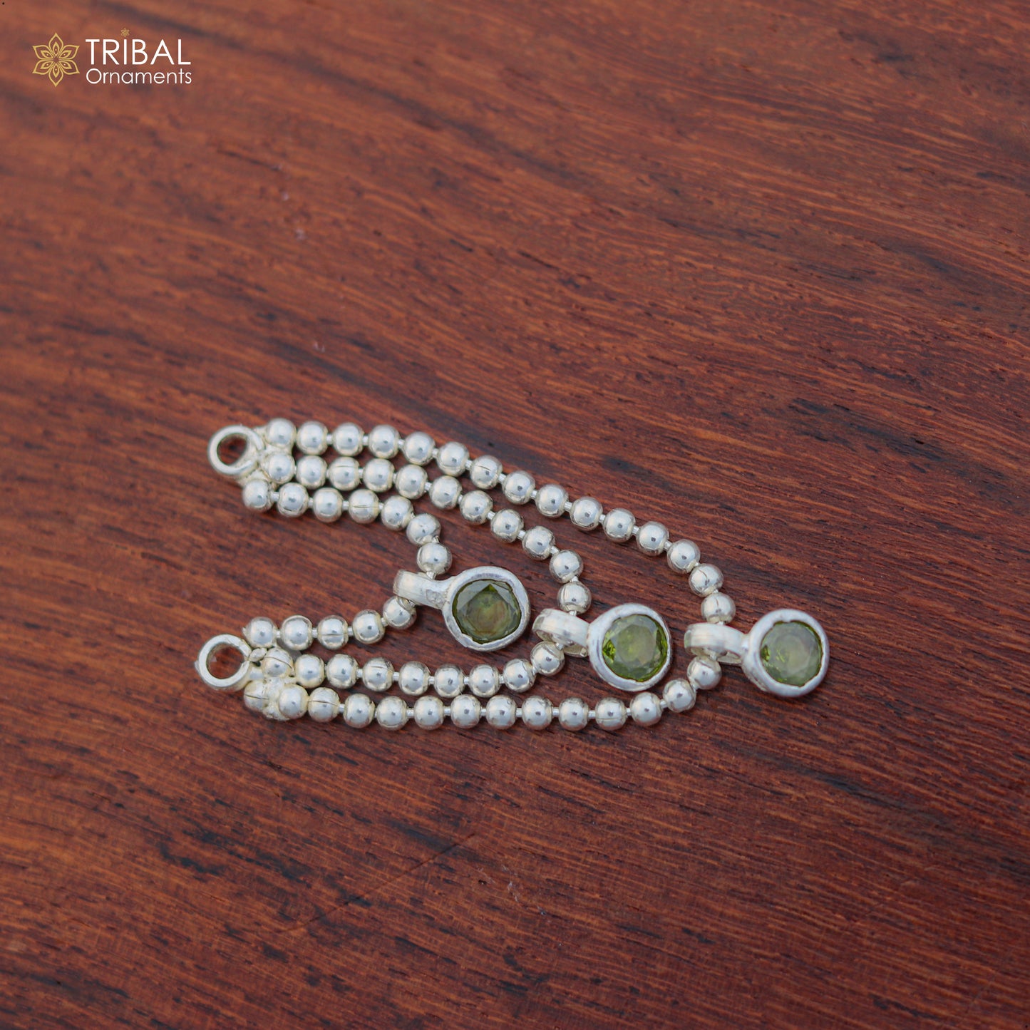 925 sterling silver 3-line beaded chain necklace featuring Lord Krishna Laddu Gopala design by TRIBAL ORNAMENTS.