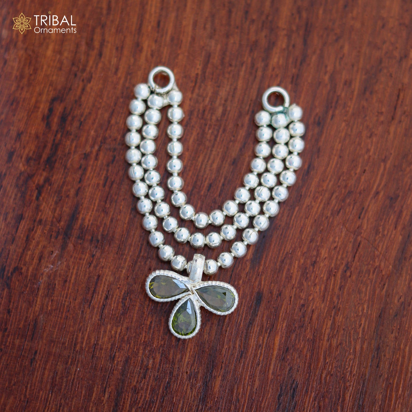 925 sterling silver 3-line beaded chain necklace for Lord Krishna Laddu Gopala jewelry set by TRIBAL ORNAMENTS