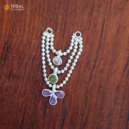925 sterling silver 3-line beaded chain necklace for Lord Krishna Laddu Gopala jewelry set by TRIBAL ORNAMENTS