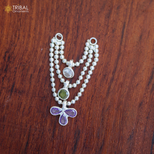 925 sterling silver 3-line beaded chain necklace for Lord Krishna Laddu Gopala jewelry set by TRIBAL ORNAMENTS