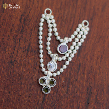 925 sterling silver 3-line beaded chain necklace for Lord Krishna Laddu Gopala jewelry set by TRIBAL ORNAMENTS