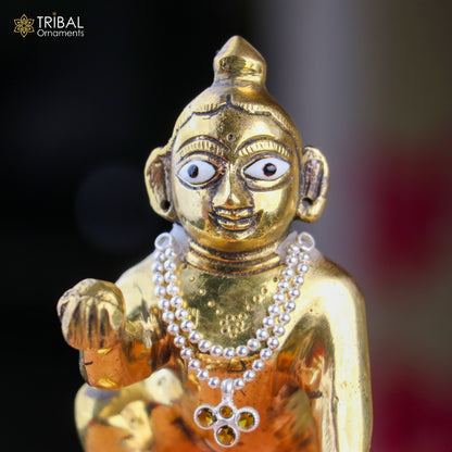 925 sterling silver beaded chain necklace with two lines, suitable for Lord Krishna Laddu Gopala jewelry set, by TRIBAL ORNAMENTS.