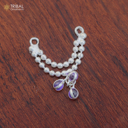 925 sterling silver beaded chain necklace with two lines, featuring Lord Krishna Laddu Gopala jewelry design by TRIBAL ORNAMENTS
