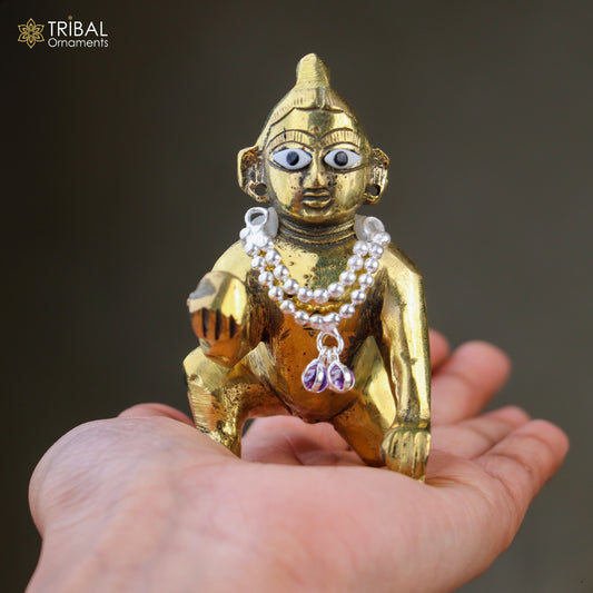 925 sterling silver 2 line beaded chain necklace for Lord Krishna Laddu Gopala jewelry set829